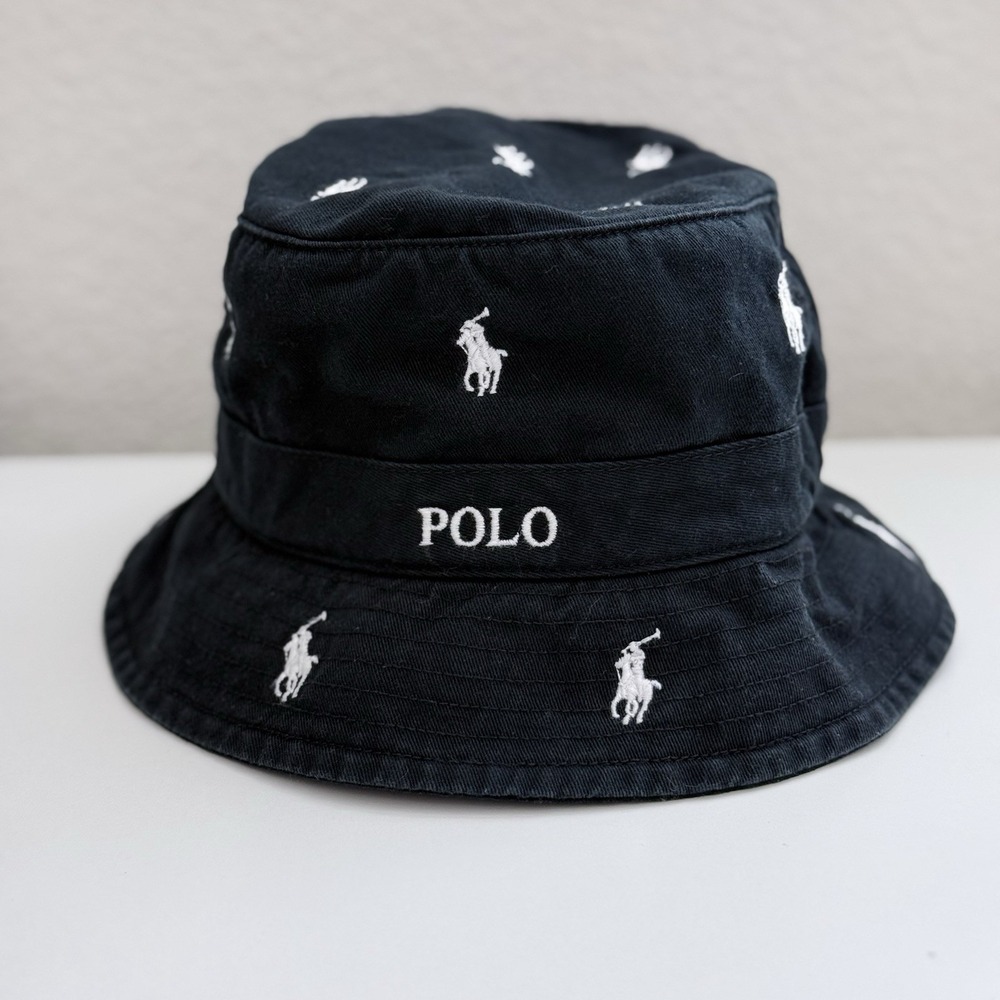 Size S/M Polo Ralph Lauren Embroidered Pony Bucket Hat Adult Unisex Polo Black